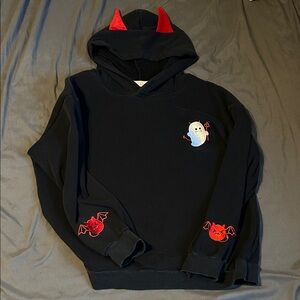 Black Hoodie with Red Devil Accents